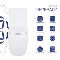 Унітаз підлоговий Robin Ultra Quiet 610×360×835 мм, White, з сидінням Slim Duroplast/ Soft-close/ Quick Release QT13226089AW Qtap QTAP фото 2