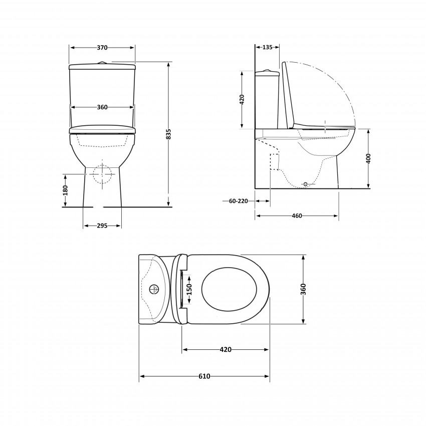 Унітаз підлоговий Robin Ultra Quiet 610×360×835 мм, White, з сидінням Slim Duroplast/ Soft-close/ Quick Release QT13226089AW Qtap QTAP фото 1