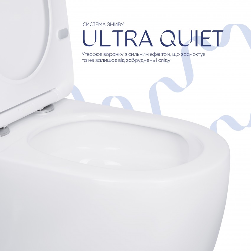 Унітаз підлоговий Robin Ultra Quiet 610×360×835 мм, White, з сидінням Slim Duroplast/ Soft-close/ Quick Release QT13226089AW Qtap QTAP фото 4