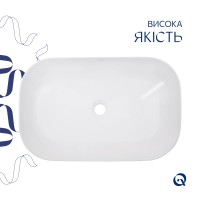 Раковина накладна Robin 600x390x150 мм, White, прямокутна, без донного клапана QT13112143PW Qtap QTAP фото 3