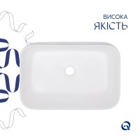 Раковина накладна Scorpio 550х390х120 мм, White, прямокутна, без донного клапана QT14112243WN Qtap QTAP фото 3