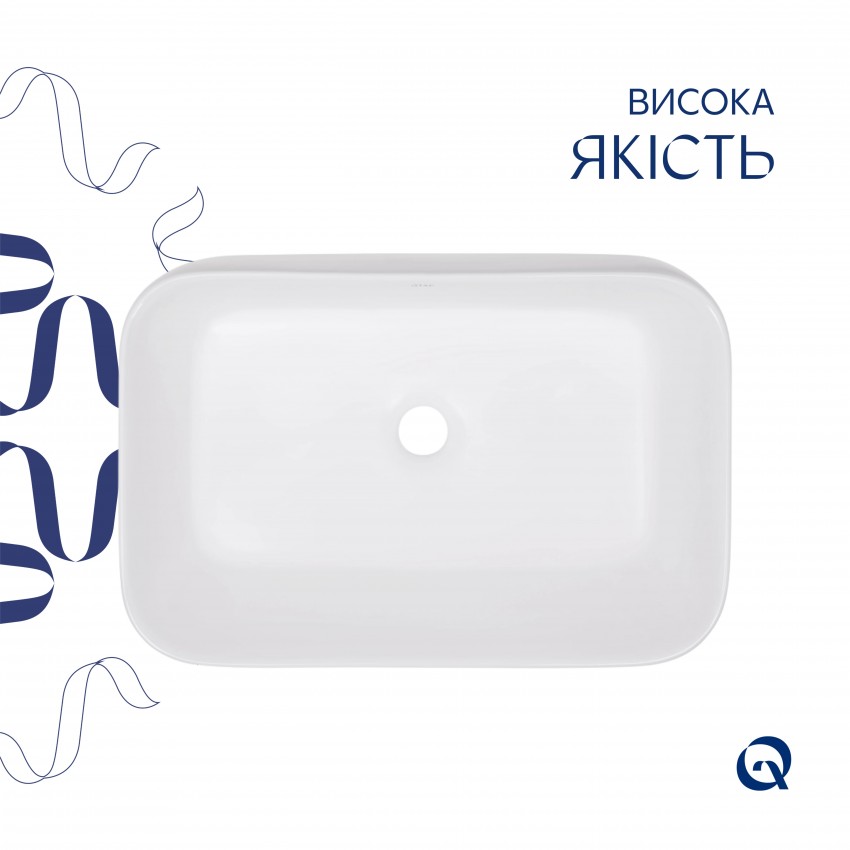 Раковина накладна Scorpio 550х390х120 мм, White, прямокутна, без донного клапана QT14112243WN Qtap QTAP фото 3