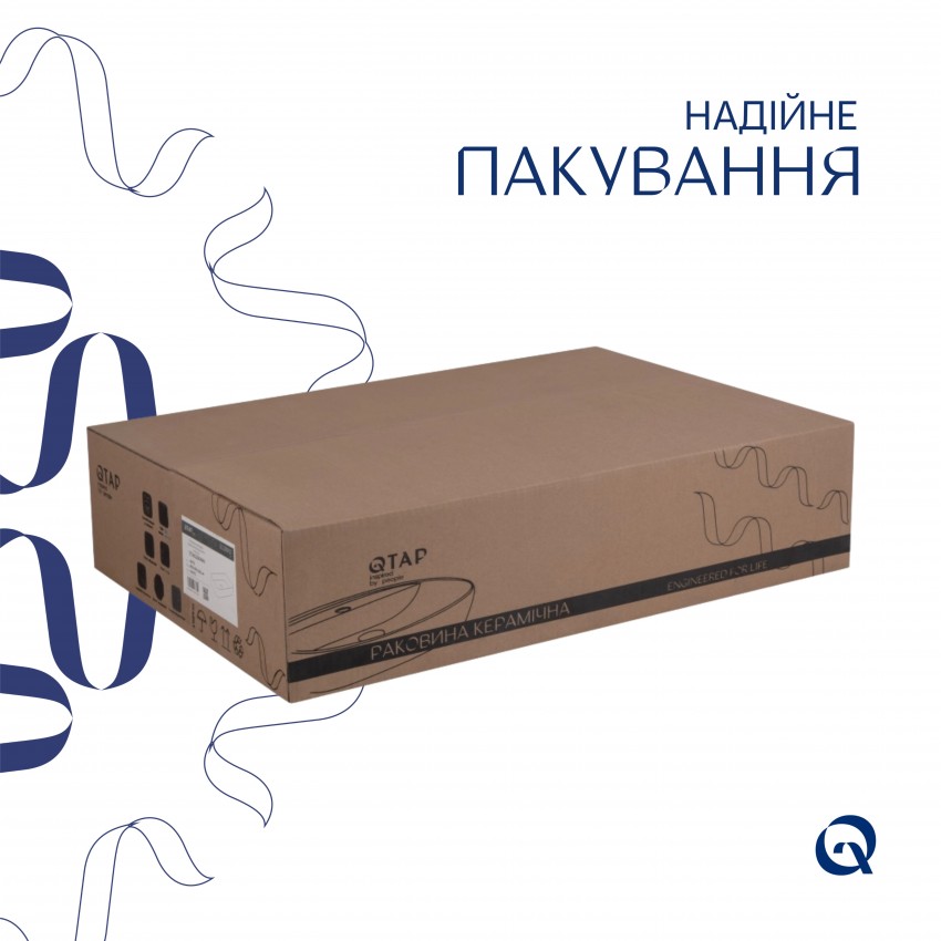 Раковина накладна Scorpio 550х390х120 мм, White, прямокутна, без донного клапана QT14112243WN Qtap QTAP фото 4