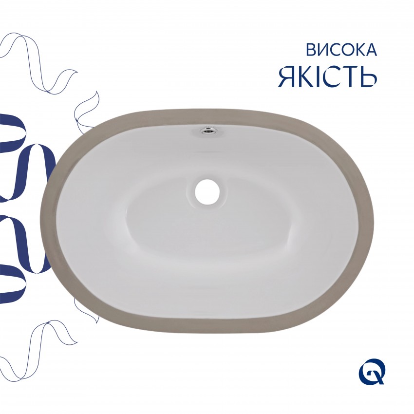Раковина врізна Stork 570x390x210 мм, White, овальна без донного клапана QT15110522W Qtap QTAP фото 3
