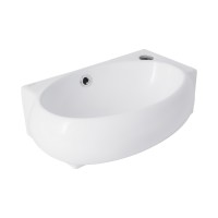 Раковина підвісна Leo 430x285x160 мм, White, права, овальна, без донного клапана QT11111008LW Qtap