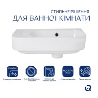 Раковина підвісна Tern 450х250х158 мм, White, ліва, прямокутна, без донного клапана QT1711H02RW Qtap QTAP фото 2