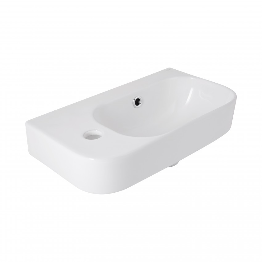 Раковина підвісна Tern 450х250х158 мм, White, ліва, прямокутна, без донного клапана QT1711H02RW Qtap QTAP