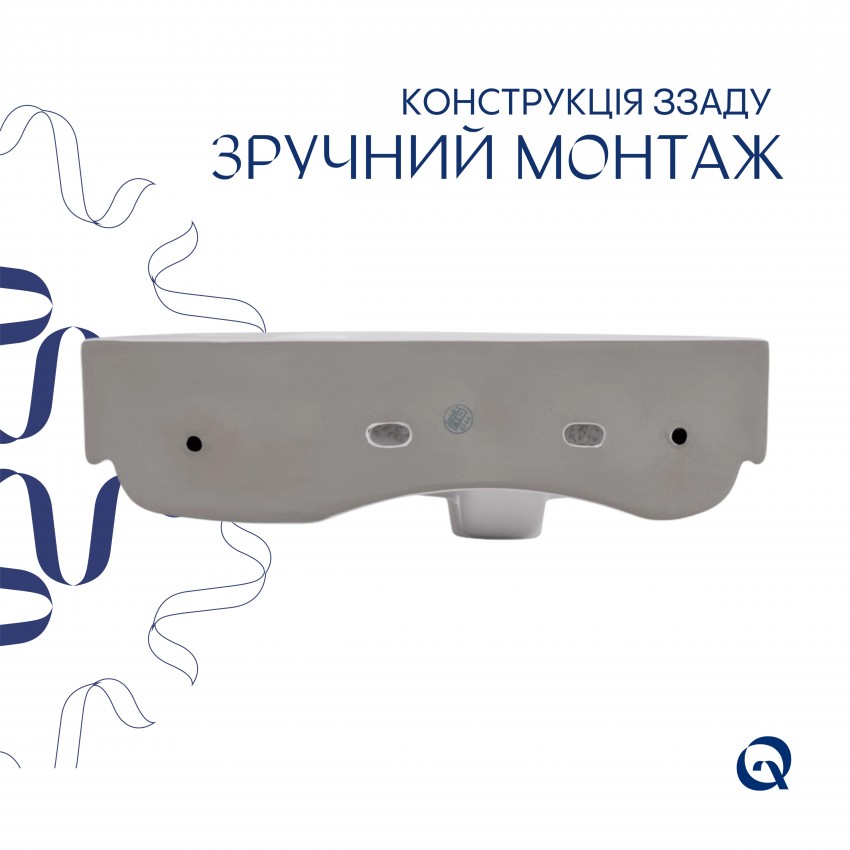 Раковина підвісна Tern 450х250х158 мм, White, права, прямокутна, без донного клапана QT1711H02LW Qtap QTAP фото 4