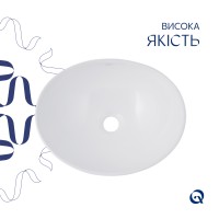 Раковина накладна Dove 415x340x140 мм, White, овальна, без донного клапана QT06116062AW Qtap QTAP фото 3