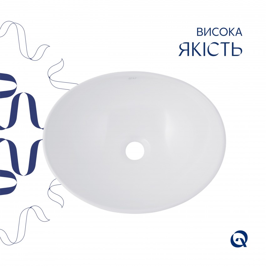 Раковина накладна Dove 415x340x140 мм, White, овальна, без донного клапана QT06116062AW Qtap QTAP фото 3