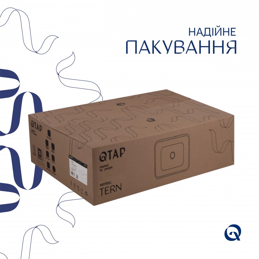 Раковина накладна Tern 480х370х135 мм, White, прямокутна, без донного клапана QT17116069W Qtap QTAP фото 4