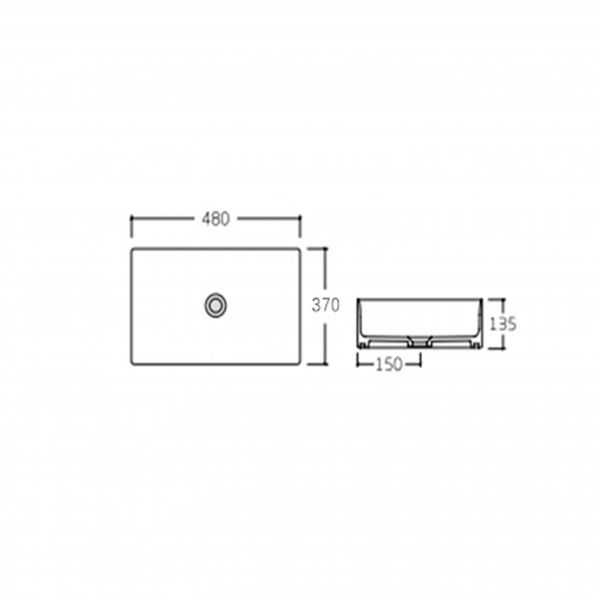 Раковина накладна Tern 480х370х135 мм, White, прямокутна, без донного клапана QT17116069W Qtap QTAP фото 1