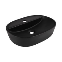 Раковина накладна Scorpio 500x380x120 мм, Matt Black, овальна, без донного клапана QT146533MB Qtap