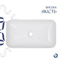 Раковина накладна Tern 610x350x135 мм, White, прямокутна, без донного клапана QT17118140W Qtap QTAP фото 3