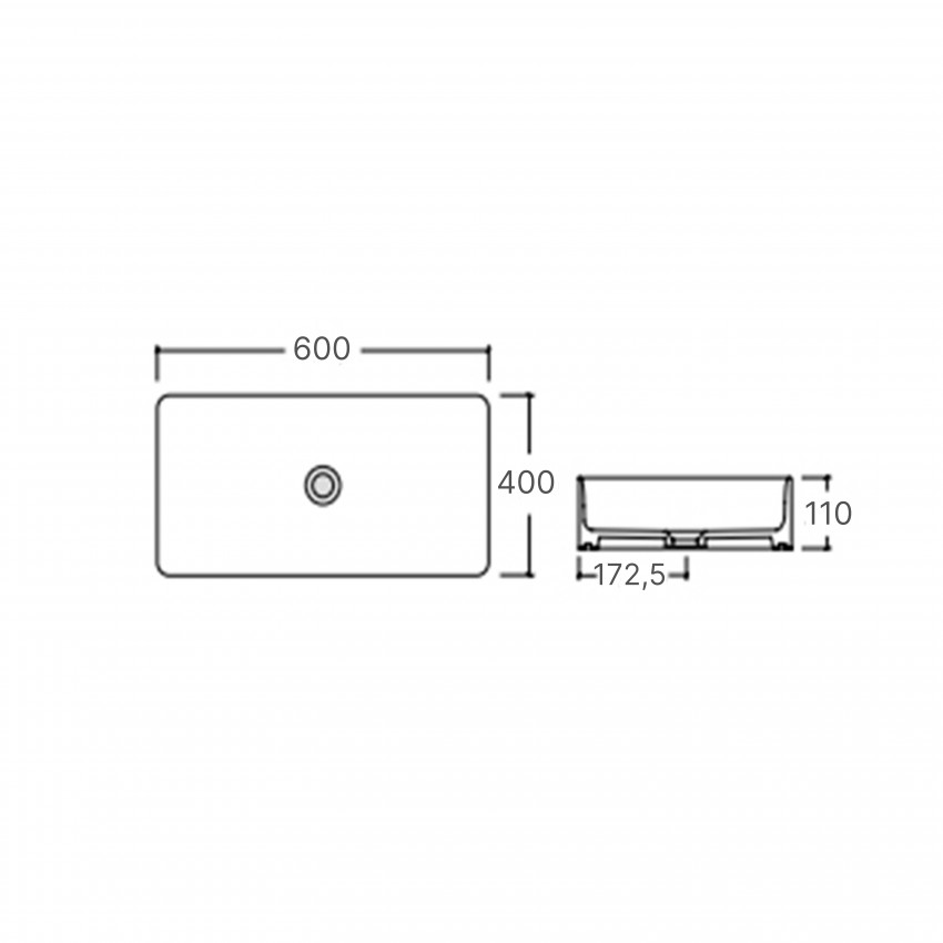 Раковина накладна Tern 600x400x110 мм, White, прямокутна, без донного клапана QT171180841W Qtap QTAP фото 1