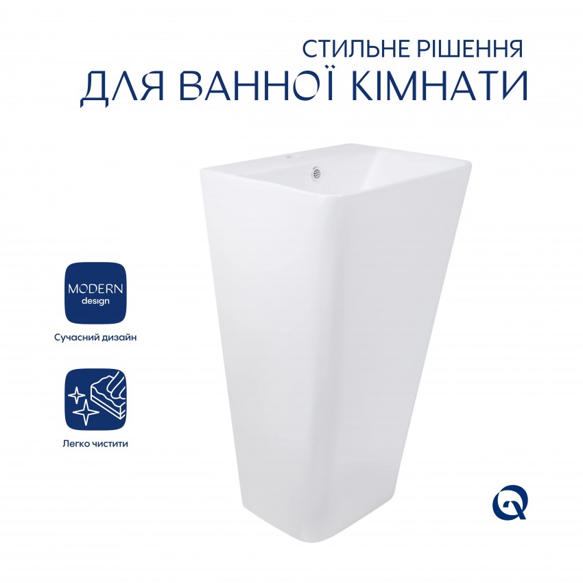 Раковина-моноблок підлогова Tern 440x380x830 мм, White, без донного клапана QT1711G302WN Qtap QTAP фото 3