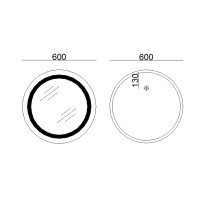 Дзеркало настінне Aria (AR1) R600 мм, кругле, з LED-підсвічуванням Touch, антизапотіванням, димером, рег. яскравості Lidz LIDZ фото 1