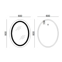 Дзеркало настінне Vida (VI1) 800х600 мм, овальне, з LED-підсвічуванням Touch, антизапітнінням, диммером, рег. яскравості Lidz LIDZ фото 1