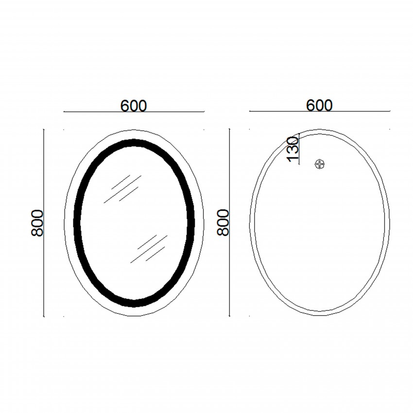 Дзеркало настінне Vida (VI1) 800х600 мм, овальне, з LED-підсвічуванням Touch, антизапітнінням, диммером, рег. яскравості Lidz LIDZ фото 1