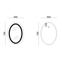 Дзеркало настінне Vida (VI1) 700х500 мм, овальне, з LED-підсвічуванням Touch, антизапотіванням, димером, рег. яскравості Lidz LIDZ фото 1