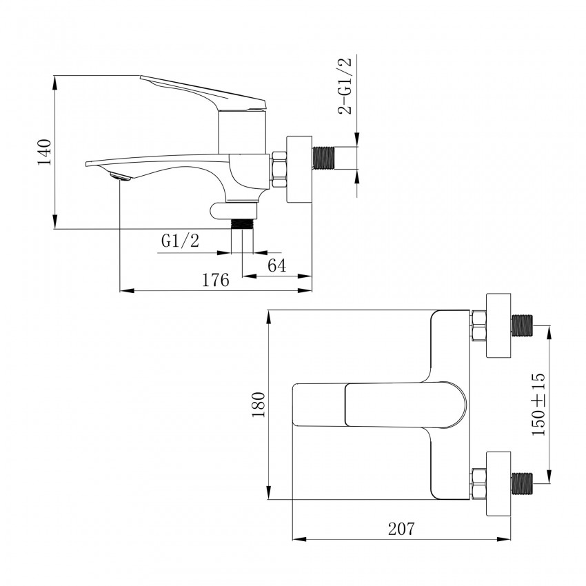 Змішувач для ванни Vlasta New, Chrome (k35) з душовим гарнітуром QTVLA259CRM45642 Qtap QTAP фото 1