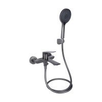 Змішувач для ванни Vlasta New, Gunmetal Black PVD (k35) з душовим гарнітуром QTVLA259GMB45643 Qtap