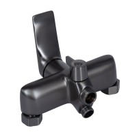 Змішувач для ванни Vlasta New, Gunmetal Black PVD (k35) з довгим поворотним виливом та душовим гарнітуром QTVLA260GMB45645 Qtap QTAP фото 2
