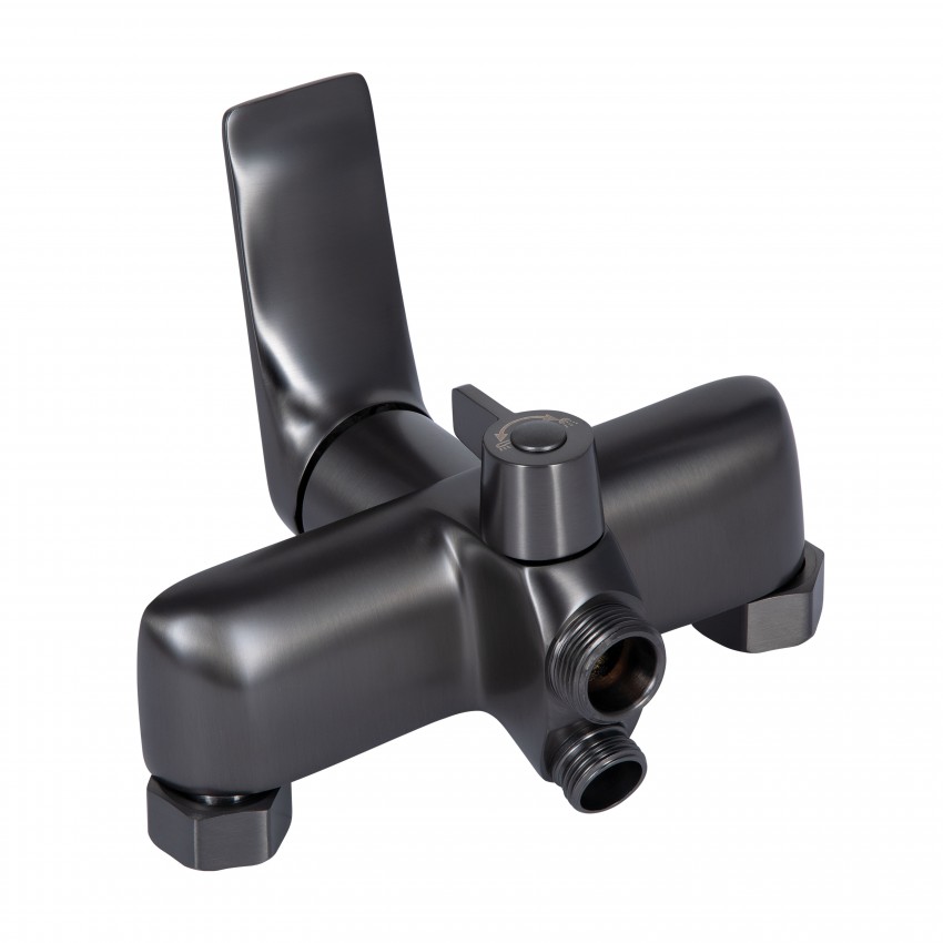 Змішувач для ванни Vlasta New, Gunmetal Black PVD (k35) з довгим поворотним виливом та душовим гарнітуром QTVLA260GMB45645 Qtap QTAP фото 2