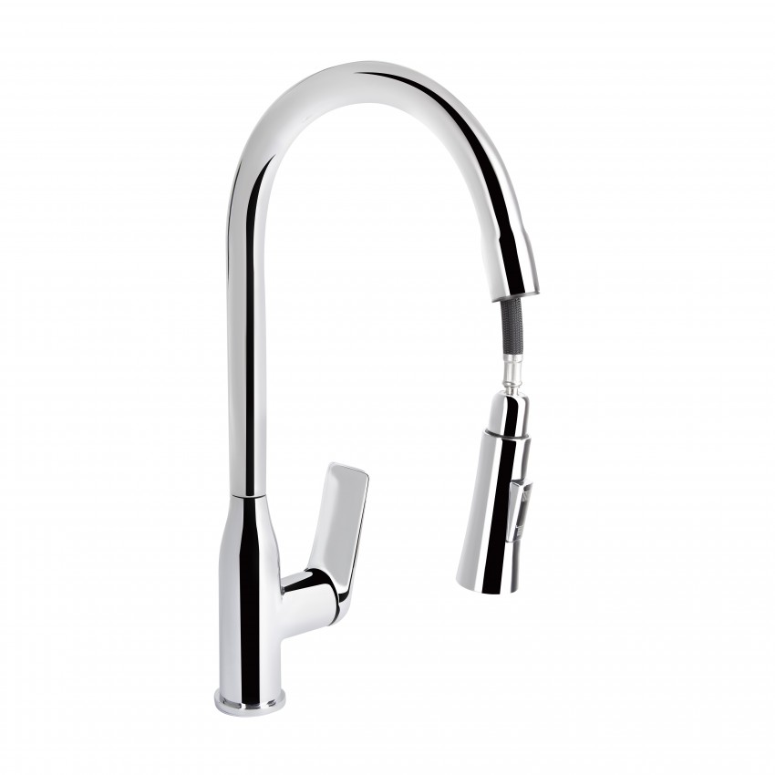 Змішувач для кухні Vlasta New, Chrome (k35) з висувним виливом QTVLA344CRM45646 Qtap QTAP фото 2