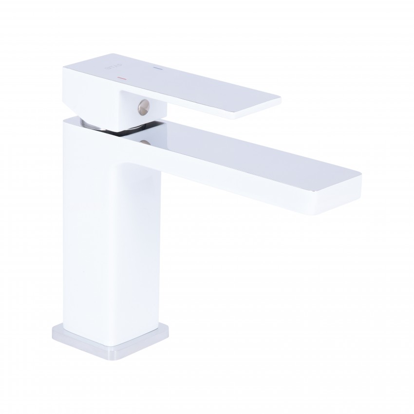 Змішувач для раковини низький Gemini, Chrome/White (k35) QTGEM270CRW45675 Qtap QTAP