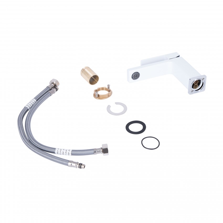 Змішувач для раковини низький Gemini, Chrome/White (k35) QTGEM270CRW45675 Qtap QTAP фото 3