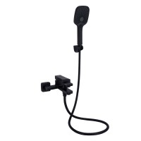 Змішувач для ванни Gemini, Matt Black (k35) з душовим гарнітуром QTGEM259BLM45682 Qtap