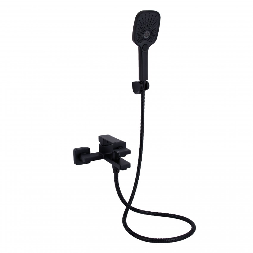 Змішувач для ванни Gemini, Matt Black (k35) з душовим гарнітуром QTGEM259BLM45682 Qtap QTAP