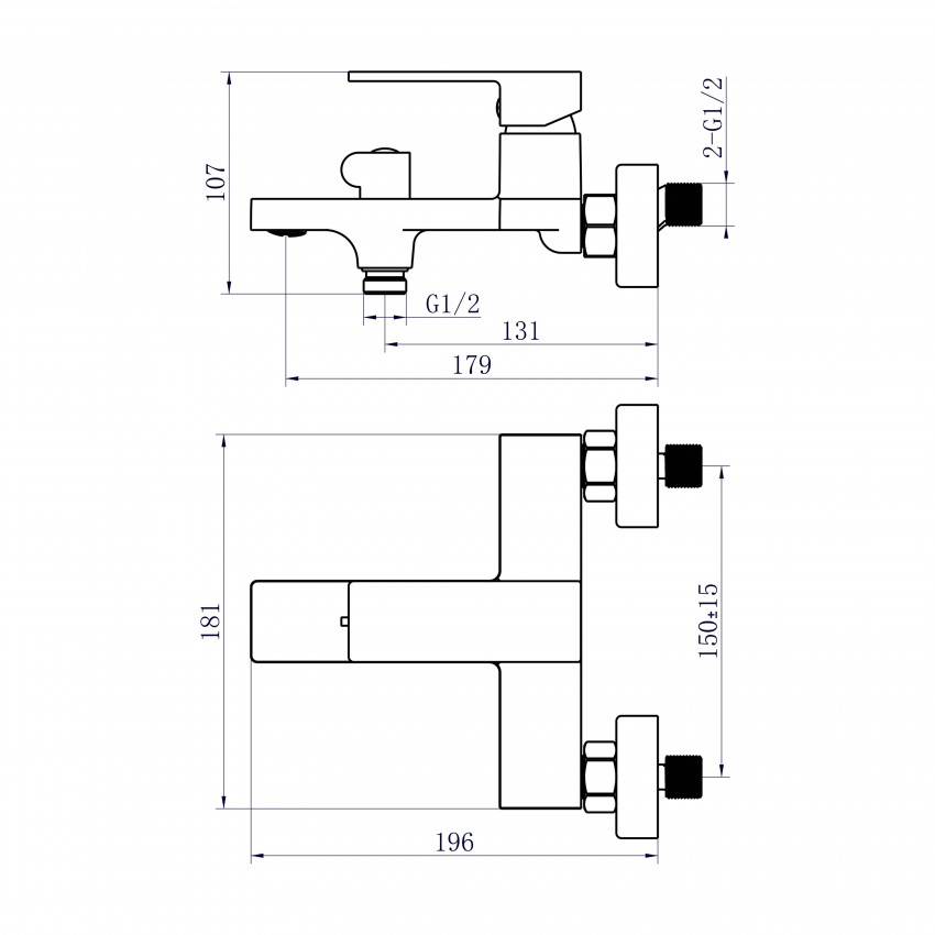 Змішувач для ванни Gemini, Matt Black (k35) з душовим гарнітуром QTGEM259BLM45682 Qtap QTAP фото 1
