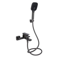 Змішувач для ванни Gemini, Gunmetal Black PVD (k35) з душовим гарнітуром QTGEM259GMB45684 Qtap
