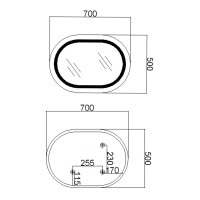 Дзеркало настінне Gemini (GE1) 500х700 мм, овальне, з LED-підсвіткою Touch, антизапотіванням, димером, рег. темп. кольору (3000-6500K), Reverse Qtap QTAP фото 1