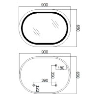 Дзеркало настінне Gemini (GE1) 650х900 мм, овальне, з LED-підсвіткою Touch, антизапотіванням, димером, рег. темп. кольору (3000-6500K), Reverse Qtap QTAP фото 1