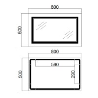 Дзеркало настінне Cardinal (CA1) 500х800 мм, прямокутне, з LED-підсвіткою Touch, антизапотіванням, димером, рег. темп. кольору (3000-6500K), Reverse Qtap QTAP фото 1
