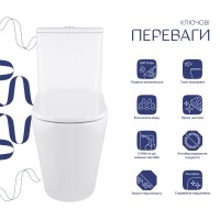 Унітаз-моноблок підлоговий Swan Ultra Quiet 680x360x813 мм, White, з сидінням Slim Duroplast/ Soft-close/ Quick Release QT16226080AW Qtap QTAP фото 2