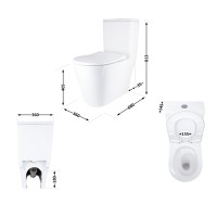 Унітаз-моноблок підлоговий Swan Ultra Quiet 680x360x813 мм, White, з сидінням Slim Duroplast/ Soft-close/ Quick Release QT16226080AW Qtap QTAP фото 1