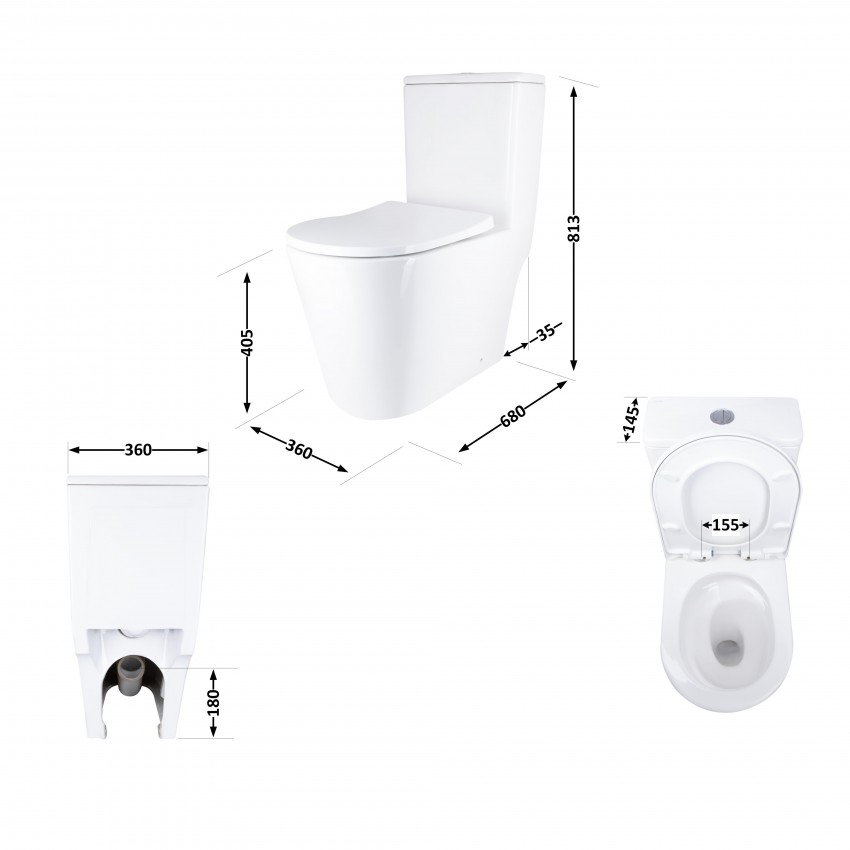 Унітаз-моноблок підлоговий Swan Ultra Quiet 680x360x813 мм, White, з сидінням Slim Duroplast/ Soft-close/ Quick Release QT16226080AW Qtap QTAP фото 1
