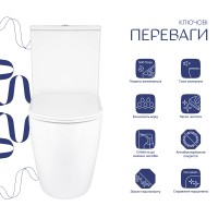 Унітаз підлоговий Grand Ultra Quiet 660x360x800 мм, White, з сидінням Slim Duroplast/ Soft-close/ Quick Release QT26228301W Qtap QTAP фото 2