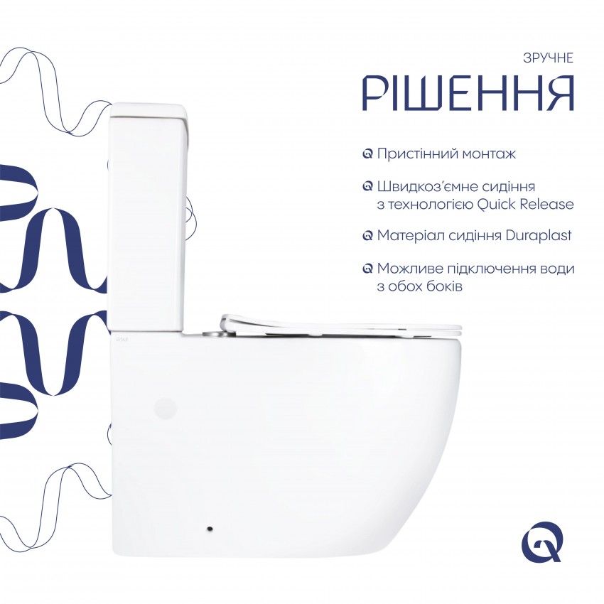 Унітаз підлоговий Grand Ultra Quiet 660x360x800 мм, White, з сидінням Slim Duroplast/ Soft-close/ Quick Release QT26228301W Qtap QTAP фото 3