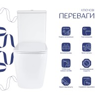 Унітаз підлоговий Stenava Rimless 640x370x810 мм, White, з сидінням Slim Duroplast/ Soft-close/ Quick Release QT27228303W Qtap QTAP фото 2