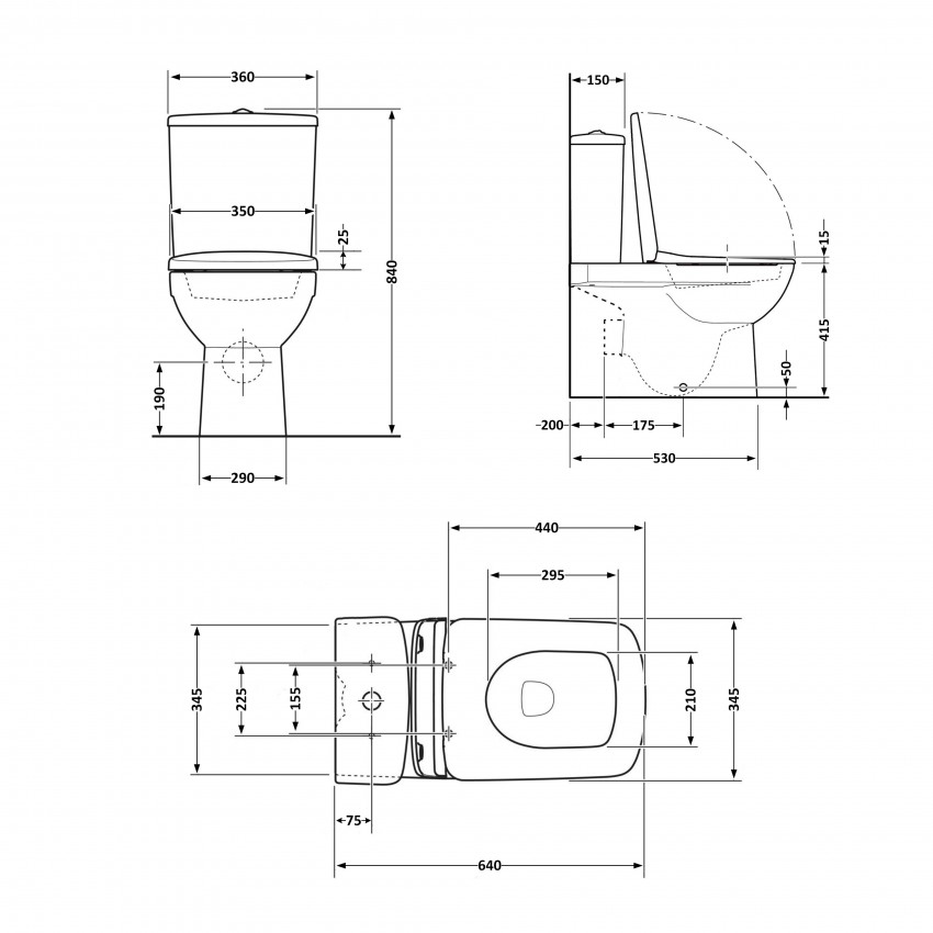 Унітаз підлоговий Stenava Rimless 640x370x810 мм, White, з сидінням Slim Duroplast/ Soft-close/ Quick Release QT27228303W Qtap QTAP фото 1