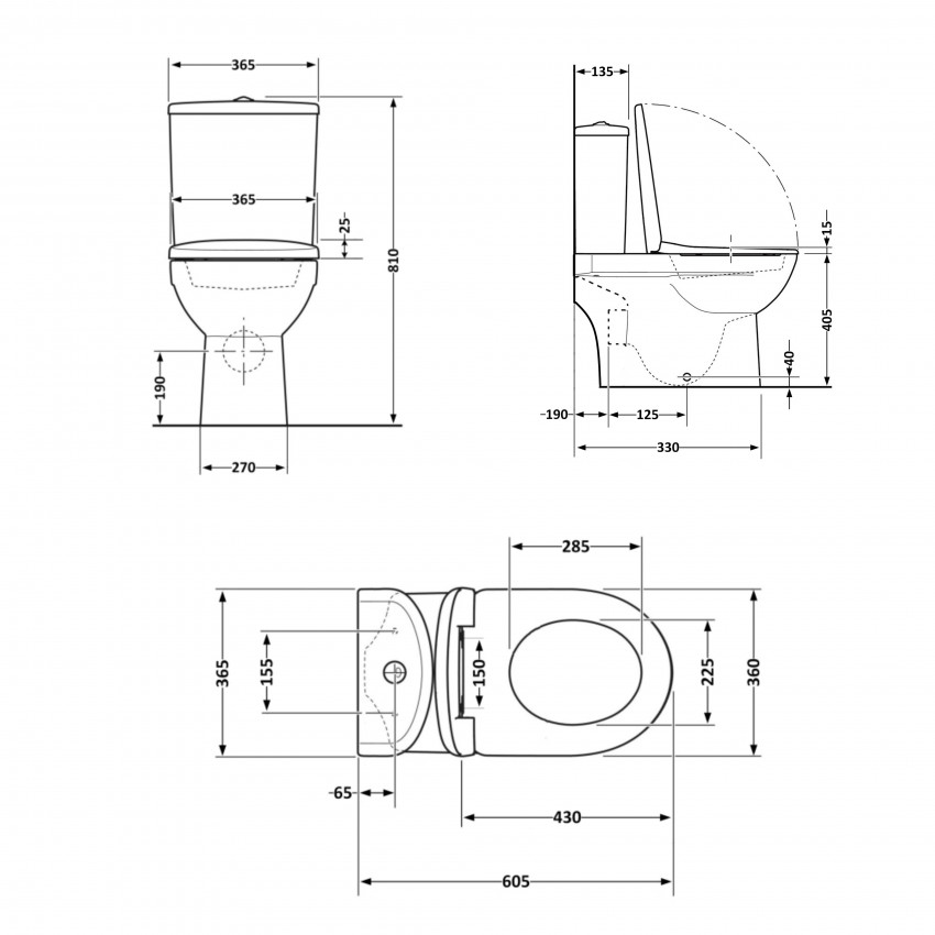 Унітаз підлоговий Dove Rimless 605x370x800 мм, White, з сидінням Slim Duroplast/ Soft-close/ Quick Release QT06228380BW Qtap QTAP фото 1