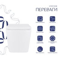 Унітаз підвісний Tern Ultra Quiet 525x345x360 мм, White, з сидінням Slim Duroplast/Soft-close/Quick Release QT17332303AW Qtap QTAP фото 2