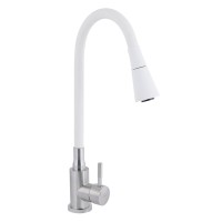 Змішувач для кухні Aria 015F31, Nickel/White (k35) з гнучким виливом LDARI015F31WNK36981 Lidz
