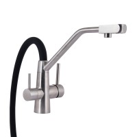 Змішувач для кухні Aria 020F3, Nickel/Black (k35) з гнучким виливом з підключенням для питної води LDARI020F3BNK37647 Lidz LIDZ фото 2