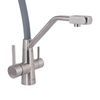Змішувач для кухні Aria 020F3, Nickel/Grey (k35) з гнучким виливом і підключенням для питної води LDARI020F3GNK39211 Lidz LIDZ фото 2